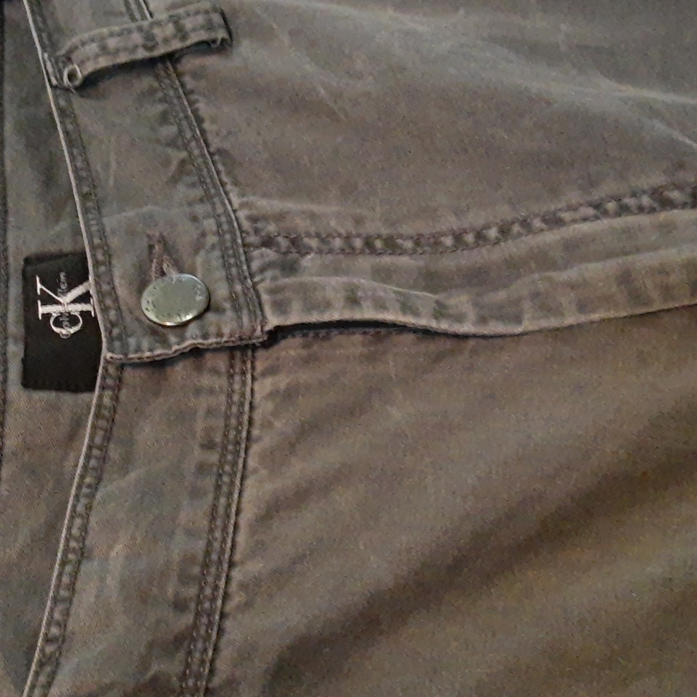 CK Calvin Klein 100% Cotton Men's Flat Front Dark Gray Wash Chino Pant 36x32 - Picture 1 of 16